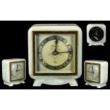 Art Deco Period Eliott - Alabaster Mantel Clock of Square Form. Wonderful Quality and Proportions.
