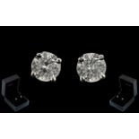 18ct White Gold Pair of Diamond Stud Earrings. The Diamonds of Good Colour / Clarity.