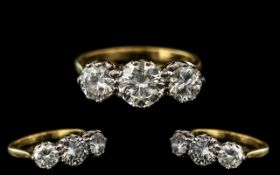 18ct Gold Excellent Quality Three Stone Diamond Set Ring,