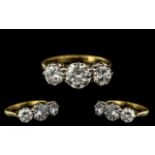 18ct Gold Excellent Quality Three Stone Diamond Set Ring,