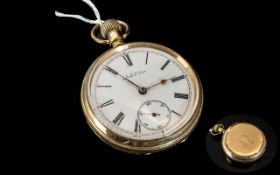 Rolled Gold Waltham Open Faced Pocket Watch, as found condition.