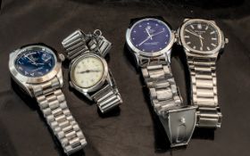 Collection of Four Gents Fashion Watches, all on metal bracelets.