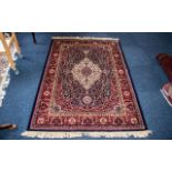 Blue Ground Cashmere Rug, unused, measures 170 x 120.