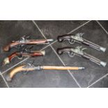 Five Decorative Reproduction Pistols, assorted shapes.