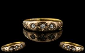 Antique Period 18ct Gold Three Stone Diamond Set Ring,