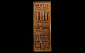 Vesta Tilley - Theatre Poster/Playbill, original theatre poster from the Argyle Theatre, Birkenhead,