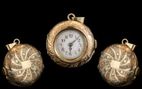 Antique Period - Attractive and Quality 14ct Gold Ladies Small Watch of Round Form,