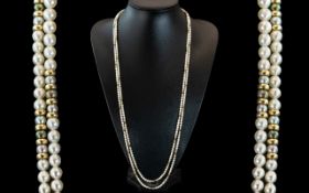 Ladies - Attractive and Excellent Quality White and Black Pearl Necklace,