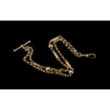 A Victorian 9ct Rose Gold Fancy Link Albert Chain Bracelet, lobster claw clasp with later t-bar.