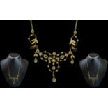 Victorian Period 1837 - 1901 Superb Quality and Exquisite 18ct Gold Peridot and Seed Pearl Set