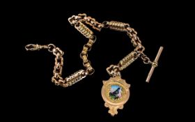 Antique Period Excellent Quality 9ct Rose Gold Ornate Albert Watch Chain with attached T-bar and