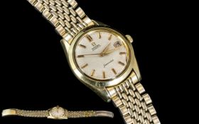 Omega - Seamaster Automatic Date-Just Gold Tone Stainless Steel Gents Wrist Watch.