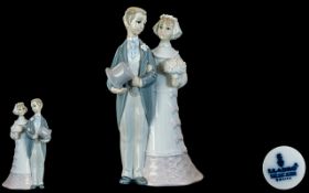 Lladro Hand Painted Porcelain Figure ( Rare ) ' The Wedding ' Bride and Groom. Model No 1004808.