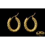 Ladies Pair of 18ct Gold Rope Twist Hoop Earrings, marked 750 - 18ct; condition as new,