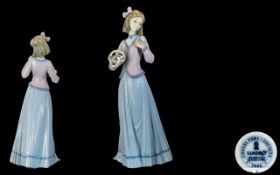 Lladro Hand Painted - Collectors Society Porcelain Figure ' Innocence In Bloom ' Model No 7644.