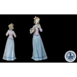 Lladro Hand Painted - Collectors Society Porcelain Figure ' Innocence In Bloom ' Model No 7644.