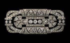 Stunning Art Deco Period 18ct White Gold Diamond Set Brooch in a wonderful quality design of the