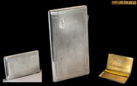 Art Deco 1930's Period Gentleman's Superior Quality Sterling Silver Engine Turned Cigarette Case.