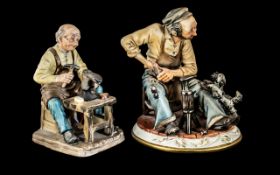 Vintage Capodimonte Figure - The Cobbler And His Dog - Signed R Guidolin F.