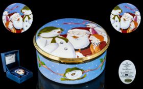 Border Fine Arts - Rare Enamel Trinket Lidded Box In a Ltd and Numbered Edition ' The Snowman '