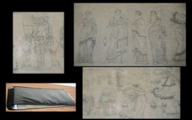 Collection of Drawings Copied From Works By Thomas Hope. Approx 20 sheets housed in a folder.