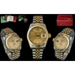 Rolex - Ladies 18ct Gold and Steel Oyster Perpetual Date-Just Chronometer Wrist Watch with Extra