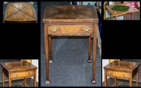 Art Nouveau - Inlaid Oak Games Table, The Top Cover Divided Into Four Sections,