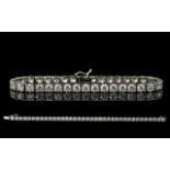 Ladies - Superior Quality 14ct White Gold Diamond Set Tennis Bracelet, Full Hallmark.