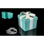 Tiffany & Co. Ceramic Box & Cover, with ribbon, marked to base Tiffany & Co. Japan.