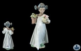 Lladro Hand Painted Porcelain Figure 'Spring Flowers', model no.