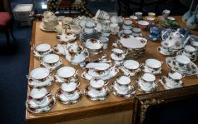 Royal Albert 'Old Country Roses' Dinner/Tea Service, comprising six cups, saucers and sides,