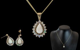 A 9ct Opal Pendant and Earring Set each