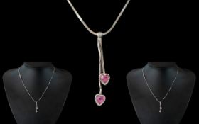 Ladies - 9ct White Gold Necklace with Am