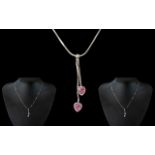 Ladies - 9ct White Gold Necklace with Am