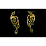 Peridot Art Nouveau Style Long Drop Earr