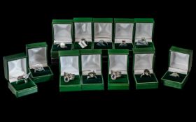 Collection of Twelve Silver Dress Rings,