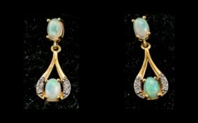 Opal Drop Earrings, each earring having