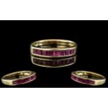 14ct Yellow Gold - Attractive Ruby Set R