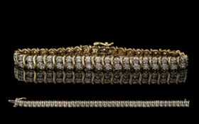 9ct Yellow Gold Diamond Set Line Bracele