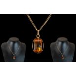 14ct Gold - Amber Set Pendant - Attached