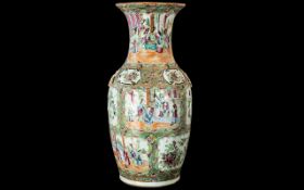 Large Cantonese Vase, twin handles, decorated with figures and floral, as seen.