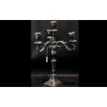 19th Century Soft Metal Three Branch Four Light Candelabrum. Height 21 inches.