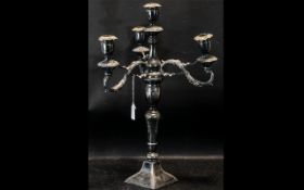 19th Century Soft Metal Three Branch Four Light Candelabrum. Height 21 inches.