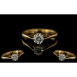 18ct Gold - Single Stone Diamond Ring. Marked 750 - 18ct to Interior of Shank.
