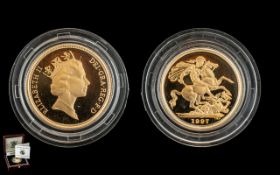 Royal Mint Queen Elizabeth II Ltd Edition United Kingdom - 22ct Gold Proof Struck Full Sovereign -