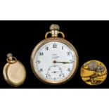 Swiss Made Rone Gold Filled Key-less Open Faced Pocket Watch.