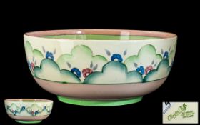 Clarice Cliff Footed Bowl ' Clouds ' Pattern - Nemesia ( 1937 ) Dated. Signed to Base. Diameter 7.