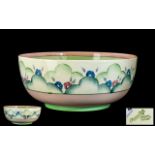 Clarice Cliff Footed Bowl ' Clouds ' Pattern - Nemesia ( 1937 ) Dated. Signed to Base. Diameter 7.