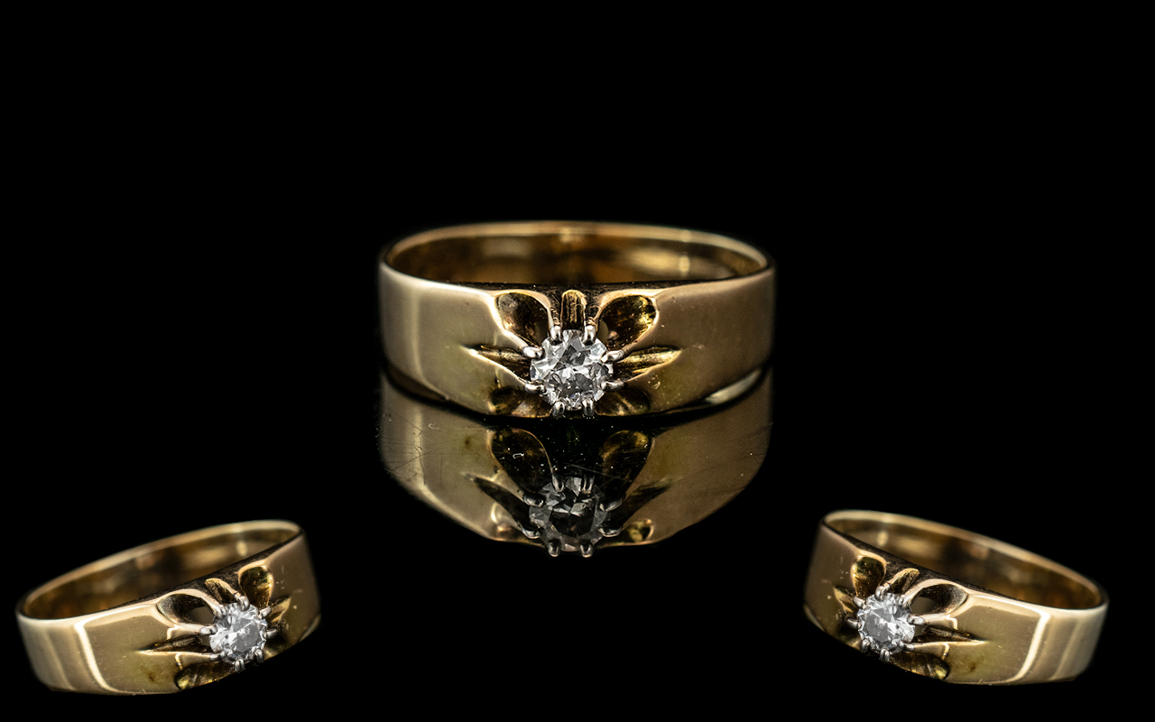 Ladies 14ct Gold - Nice Quality Single Stone Diamond Set Ring. Marked 14ct to Interior of Shank.