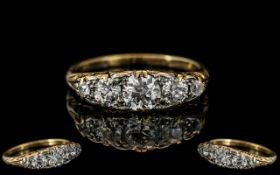 18ct Gold - Stunning Quality 5 Stone Diamond Set Ring, Gallery Setting.